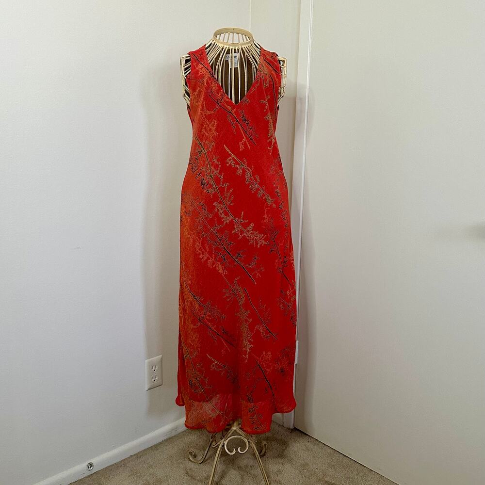 90s botanical print Tessuto slip dress